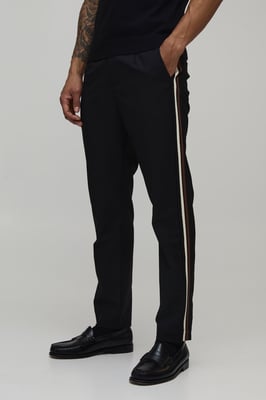 Varsity Stripe Detail Tapered Tailored Trousers