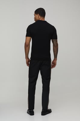 Varsity Stripe Detail Tapered Tailored Trousers