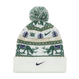 Accessories Nike Peak Reindeer Turn Up Brim Pom Pom Bobble Hat in Sail/Fir/Desert