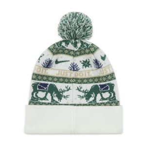 Accessories Nike Peak Reindeer Turn Up Brim Pom Pom Bobble Hat in Sail/Fir/Desert