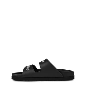 Boys Palm Angels Logo Touch Strap Slides Juniors in Black/White