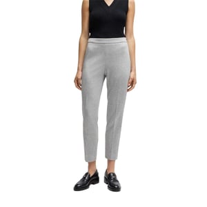 Boss Tilunara Slim-fit chino met rits aan de zijkant voor dames (Grijs)