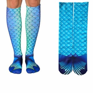 Aquarius Mermaid Tail Knee High Boot Socks Design 2 Women Fashion