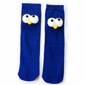 Flo Novelty Big Eyes Knee High Cotton Socks UK 7-11, Blue