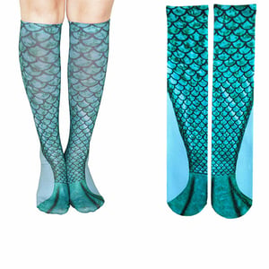Aquarius Mermaid Tail Knee High Boot Socks Design 4 Women Casual