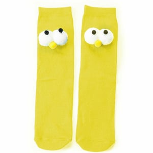 Flo Novelty Big Eyes Knee High Cotton Socks UK 7-11, Yellow