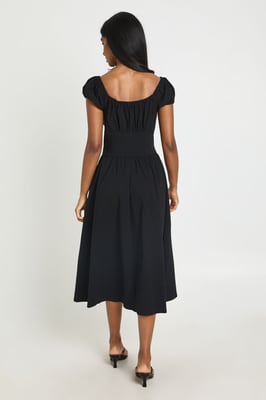 Volume Sleeve Milkmaid Midaxi Dress
