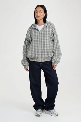 Check Hooded Track Jacket