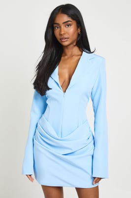 Drape Detail Tailored Blazer Dress
