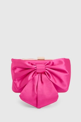 Azalea Satin  Bow Detail Clutch Bag