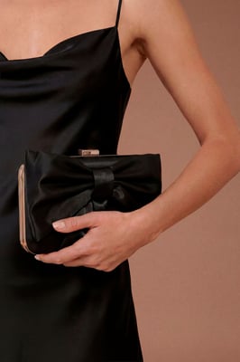 Azalea Satin  Bow Detail Clutch Bag