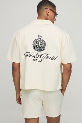 Oversized Boxy Tennis Embroidered Shirt & Short Set
