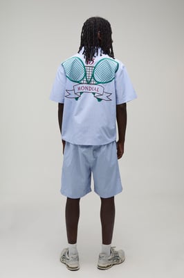 Tennis Embroidered Stripe Regular Fit Shirt & Short Set