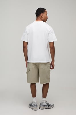 Ripped Carpenter Paint Splatter Relaxed Fit Denim Shorts
