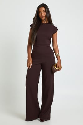 Ruched Waist Wide Leg Jumpsuit