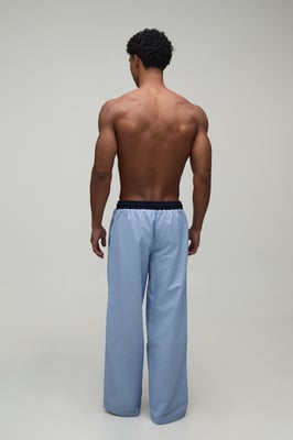 Straight Fit Micro Check Lounge Bottoms with Contrast Waistband