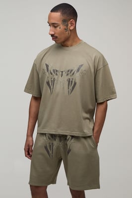Oversized Boxy Studded T-Shirt & Relaxed Short Set