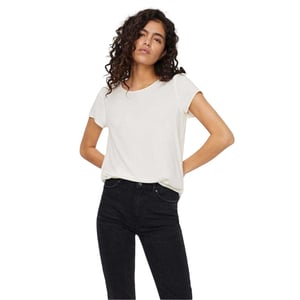 Vero Moda Damesblouse met ronde hals en korte mouwen (Sneeuwwitje)