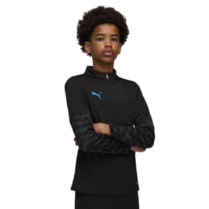Puma Kinder-top met kwartritssluiting van drillstof (ZWART/BLAUW)