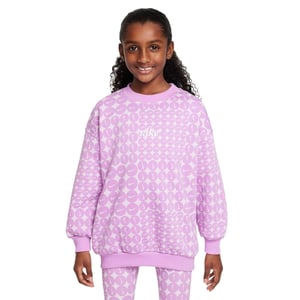 Nike Girls Club oversized fleece-sweatshirt (Fuchsia/Wit)