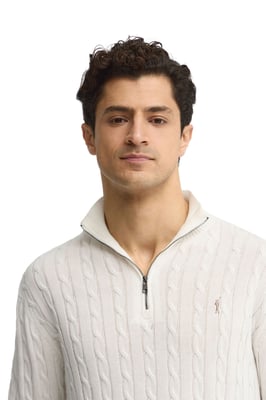 Men's Zip Neck Cable Knit Sweater PULLOVER15