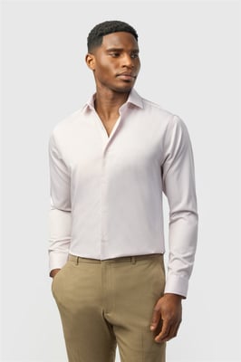 Long Sleeve Striped Tailored Formal Shirt in Light Grey