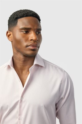 Long Sleeve Striped Tailored Formal Shirt in Light Grey