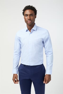 Long Sleeve Slim Fit Formal Shirt in Pale Blue