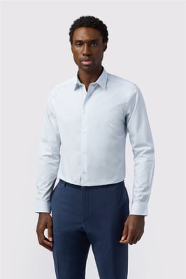 Long Sleeve Slim Fit Formal Shirt in Pale Blue