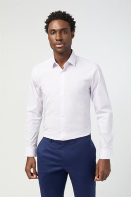 Long Sleeve Slim Fit Formal Shirt in Light Grey