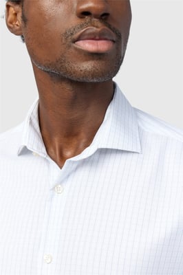 Long Sleeve Checked Tailored Formal Shirt in White