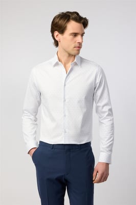 Long Sleeve Slim Fit Formal Shirt in White