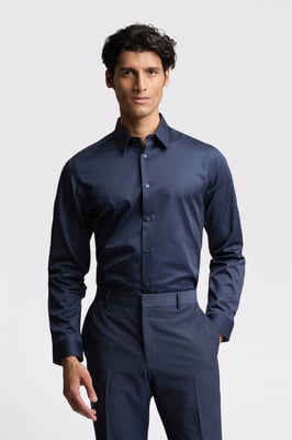 Long Sleeve Slim Fit Formal Shirt in Navy