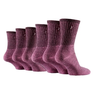 6 Pairs Ladies Cotton-Rich Boot Socks | Breathable Vintage Hiking Socks