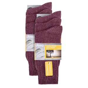 6 Pairs Ladies Cotton-Rich Boot Socks | Breathable Vintage Hiking Socks