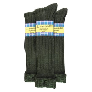 3-pack heren wollen kilt sokken | Knielang omgeslagen manchet warme lange sokken
