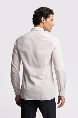 Long Sleeve Striped Slim Fit Formal Shirt in Cream