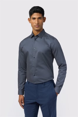 Long Sleeve Slim Fit Formal Shirt in Dark Blue