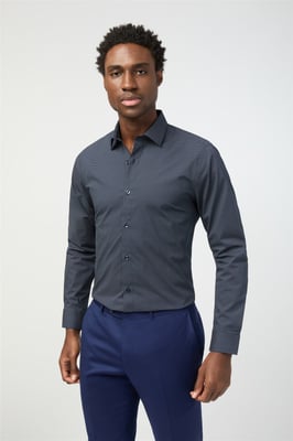 Long Sleeve Slim Fit Formal Shirt in Charcoal
