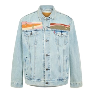 Levis Heren-truckerjack van denim met borduursels (Licht Denim)