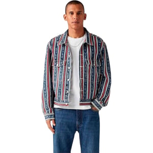 Levis Heren-truckerjack van denim met verticale strepen (Blauw)