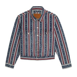 Levis Heren-truckerjack van denim met verticale strepen (Blauw)
