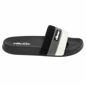 Ellesse Heren-slippers met open teen van badstof en drie strepen (Zwart/Grijs)