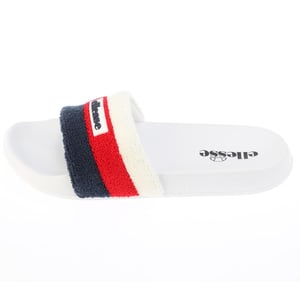 Ellesse Heren-slippers met open teen van badstof en drie strepen (Wit, Rood)