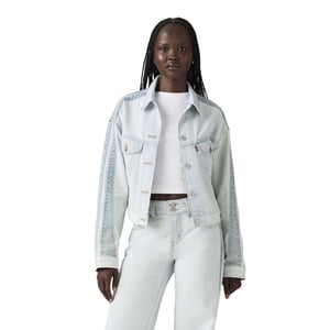 Levi's Dames Gestreepte Katoenen Denim Trucker Jacket (Blauw)