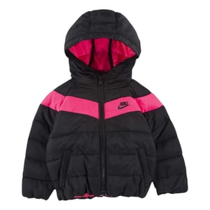 Nike Baby Girls Kontrastrandig Puffjacka (Svart/rosa)