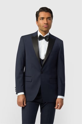 Long Sleeve Skinny Tuxedo Jacket in Navy