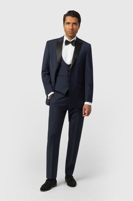 Long Sleeve Skinny Tuxedo Jacket in Navy