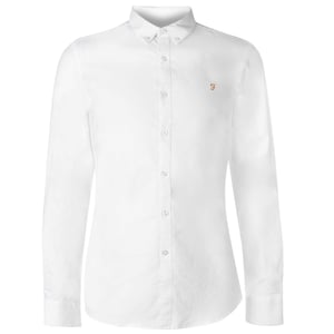 Farah Vintage Oxford-overhemd met lange mouwen en knoopsluiting voor heren (Wit)