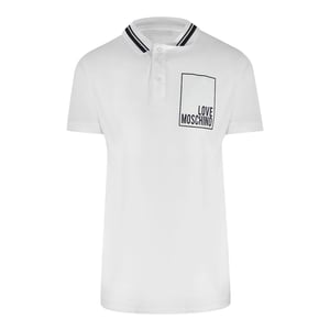 Love Moschino Heren Box Logo Katoenen Poloshirt (Wit)